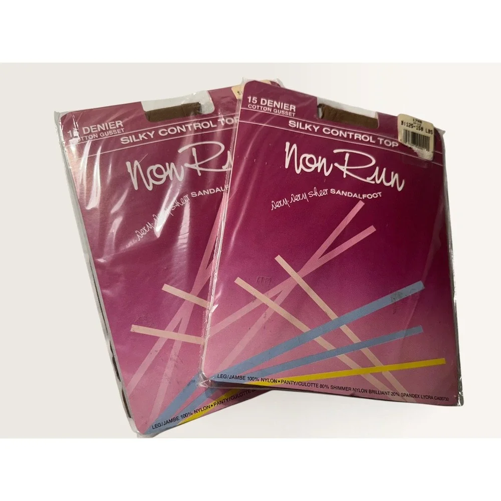 Vintage Non Run Silky Control Top Pantyhose 15 Denier Sandalfoot Spice Size B